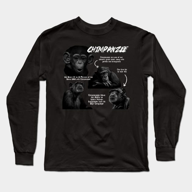 Chimpanzee Fun Facts Long Sleeve T-Shirt by Animal Facts and Trivias